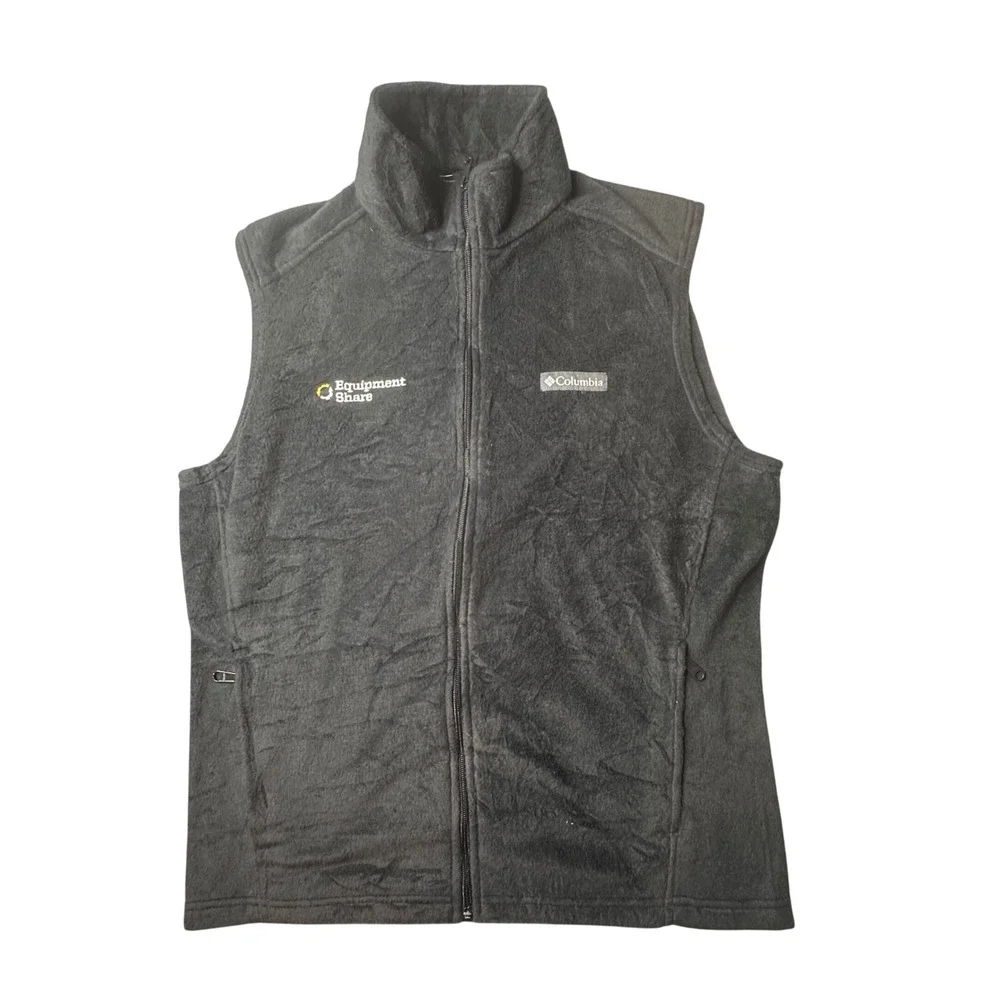 Columbia Fleece Vest Mens M Gray Full Zip Equipment Share AM1535 Mock Neck